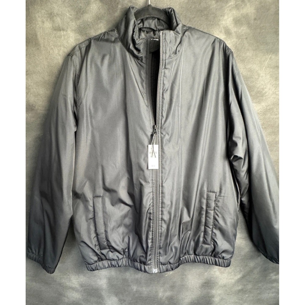 GapFit Mens Medium Black Water Resistant Bomber Jacket Full Zip Recycled Puffer